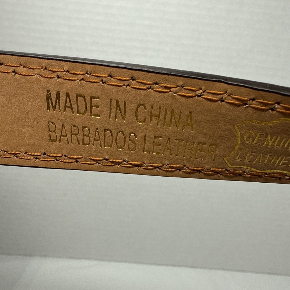 Barbados Genuine leather Men's brown 1 1/4" wide belt in size Large 38-40 - Picture 5 of 12